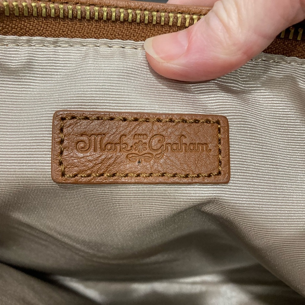 MARK & GRAHAM Fringed Cross Body Bag Purse Tan Leather and Suede NWOT - Picture 5 of 10